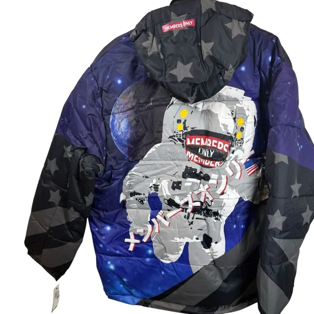 NWT Members Only Midnight Blue & Black Astronaut Puffer Jacket Size XL